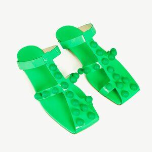 Tibi Dex Neon Green Studded Patent Faux Leather Sandal